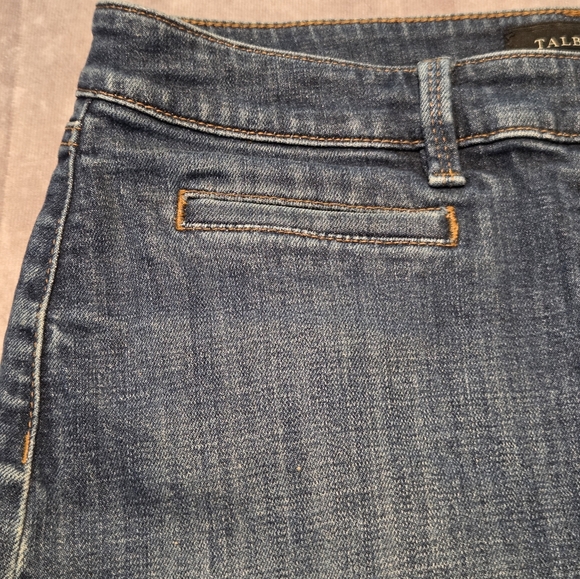 Talbots Denim Pencil Skirt Womens 8  Classic Y2K Preppy Blue Faux Pockets Cotton - Picture 2 of 7